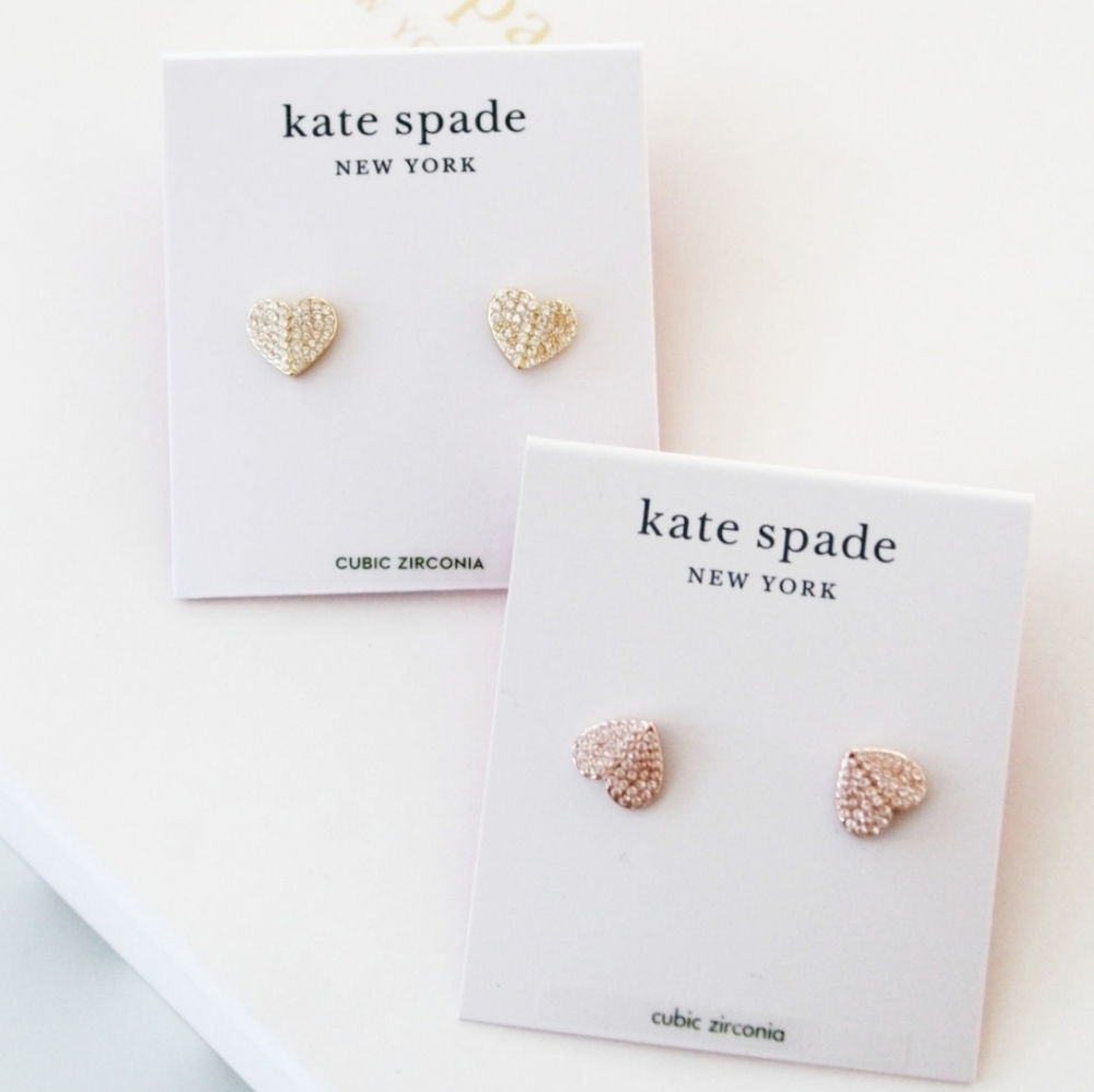 NWT Kate Spade heart to heart pavé mini studs